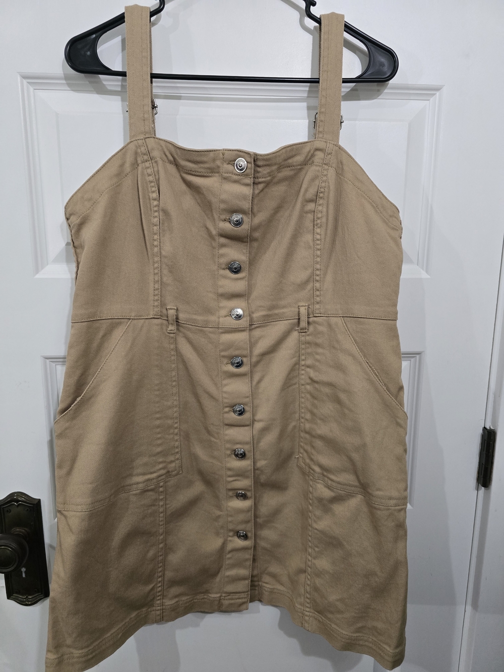 H&Mโ Divided Khaki Button-Front Dress Sz L
